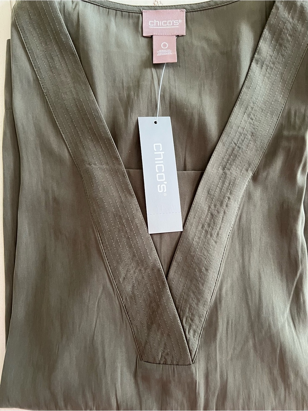 Chico's Olive Green V-Neck Tunic Top